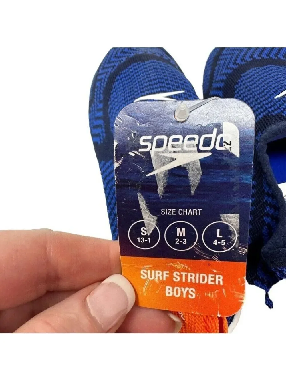Speedo Junior Surfwalker Water Shoes M 2-3 Blue/Orange Lightweight Swim Beach